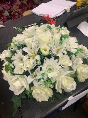 Large artificial funeral posy