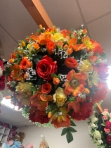 Large artificial funeral posy